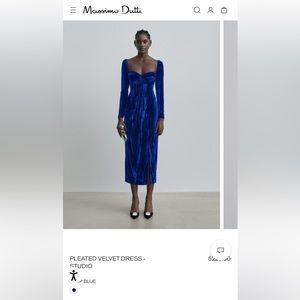 Velvrt midnight blue long Massimo Dutti dress with split. Never worn. WITH TAGS